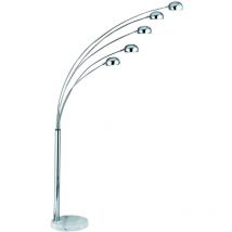 Giraffe - 5 Licht Stehlampe Chrom, mit Marmorsockel, E14 - Searchlight
