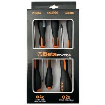 Juego de 6 destornilladores Beta evox punta Phillips y corte mango ergonómico 012031006