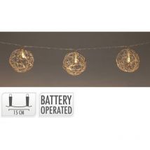 Girlande of 3 Jutekugeln mit LED-Licht, warmweiß. basics