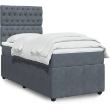 Giroletto a Molle con Materasso Grigio Scuro 100x200 cm Velluto