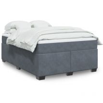Giroletto a Molle con Materasso Grigio Scuro 140x200 cm Velluto