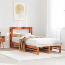 Giroletto con Testiera Marrone Cera 90x190 cm Massello Pino