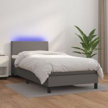 Giroletto Molle con Materasso e led Grigio 90x200cm Similpelle