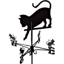 Espira - Girouette en acier noir Chat qui chassent des souris