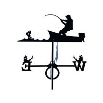 Outils Et Nature - Girouette Pêcheur sur son bateau en fer forgé grand modèle
