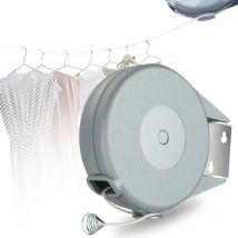 Gistuch - Corde à Linge Rétractable 15 m, Corde à Linge Extensible à Fixer Murale pour Intérieur et Extérieur Séchoir Fils Etendoirs Réglable