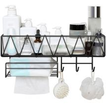 Gistuch - Etagère de Rangement de Douche - Panier Salle de Bain sans Perçage - Étagère Murale Noire de Rangement pour Douche & Baignoire avec