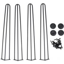 Gambe per tavolo a forcina 4 pezzi Gambe per scrivania 72 cm, Gambe per mobili a 3 aste nere con viti e cuscinetti protettivi per sala da pranzo per