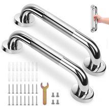 Gistuch Lot de 2 barres d'appui de salle de bain en acier inoxydable 304 avec poignée antidérapante,pour baignoire,toilettes, salle de bain, rampe