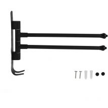 Gistuch - Porte-serviettes pivotant en acier inoxydable, barre à serviettes mobile rotative noire pour salle de bain, garde-robe, cuisine, 2 bras