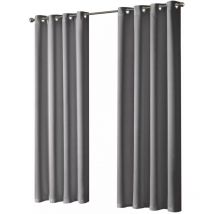 Rideaux Occultant Noir à Oeillets-Rideaux Opaque Doux et Esthétiques Lot de 2, Rideau Thermique Isolant Anti Froid Chaleur, Rideaux Fenetre Chambre