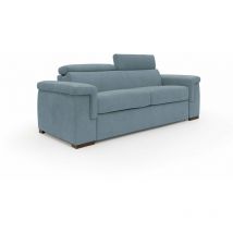 Divani.store - Giunone Canapé convertible matelas H18 cm en tissu imperméable T02 220 cm (mat. 140x297) bleu pastel
