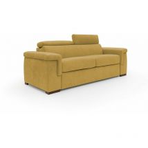 Divani.store - Giunone Canapé convertible matelas H18 cm en tissu imperméable T02 220 cm (mat. 140x297) jaune