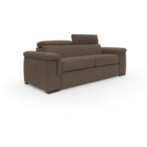 Divani.store - Giunone Schlafsofa mit 18 cm hoher Matratze und verstellbaren Kopfstützen aus wasserfestem Stoff T02 220 cm (mat. 140x297) braun