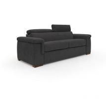 Giunone Schlafsofa mit 18 cm hoher Matratze und verstellbaren Kopfstützen aus wasserfestem Stoff T02 200 cm (mat.120x197) schwarz