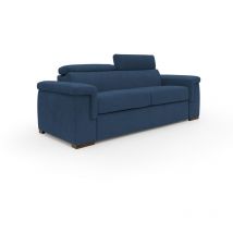 Divani.store - Giunone Sofá cama convertible con colchón de 18 cm y reposacabezas reclinables en tejido impermeable 220 cm (mat. 140x197 cm) Azul