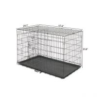 L&h-cfcahl - 48' Pet Kennel Cat Dog Folding Steel Crate Animal Playpen Wire Metal Fil de fer et plastique Noir