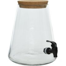 Glas mit Klarglashahn, Korkdeckel, PP-Wasserventil