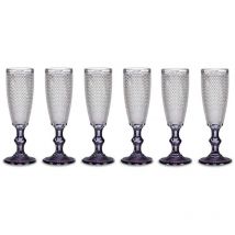 Champagnerglas mit Muster und getöntem Fuß, 185 ml, 6 Stück