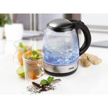 Domo - Glas Wasserkocher 1,2Ltr. blaue led Beleuchtung, 360° drehbar kabellos, 2200Watt