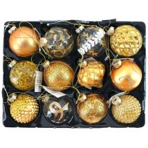 Glas-Weihnachtsbaumkugeln 12er-Set Christbaumschmuck Weihnachtsdeko Anhänger - 2 = 6 cm
