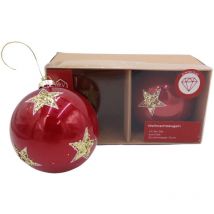 Glas-Weihnachtsbaumkugeln 2er-Set Christbaumkugeln Weihnachtsschmuck Deko 9cm - rot / Stern