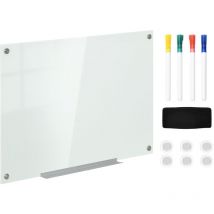 Vinsetto - Whiteboard Magnettafel mit 4 Stifte, 6 Magnete, 1 Schwamm,1 Ablage, Staffelei Glastafel Wandmontage leicht abwischbar 90 x 60 cm