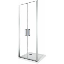 Glastür Für Dusche Mit 6 Mm Dicke Und Schwenköffnung Im Saloon-stil, Die Sowohl Nach Innen Als Auch Nach Außen Geöffnet Werden Kann. Höhe 190 Cm 92-95