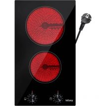 Iseasy - GlaskeramikKochfeld, 2 Kochzonen autark Einbau Kochfelder, 3200 w , Schwarz Polierter Kristallglasoberflche,Kontrollknopf