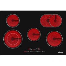 Iseasy - Glaskeramikkochfeld 5 platten, 8600W, Einbaus Kochfelder mit Doppelte Kochzonen,9 Heizstufen, Touch-Steuerung,Timer,Schwarz