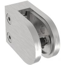 Glasklemmbeschlag f. Vierkantrohr, rund, Edelstahl V2A - Economy