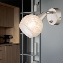 Wandleuchte Wandlampe Spotleuchte Wandspotleuchte Metall, nickel matt, Glas satiniert, Lampenschirm, Eisblumendekor, Spot beweglich, 1x E14x HxBxT: