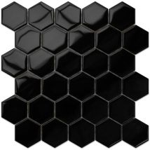 Ilcom - Glasmosaik auf Netz für Bad oder Küche 25,5 cm x 24,7 cm - Liquid black