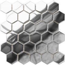 Mosaik Auf Netz Für Bad Oder Küche Aus Glas - Liquid Silver - 24.7cm X 25.5cm