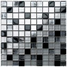 Glasmosaik auf Netz für Badezimmer oder Küche 30cm x 30cm - Black Sabbath