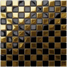 Glasmosaik auf Netz für Badezimmer oder Küche 30cm x 30cm - Gold dama