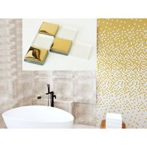 Glasmosaik auf Netz für Badezimmer oder Küche 30cm x 30cm - Gold Fog