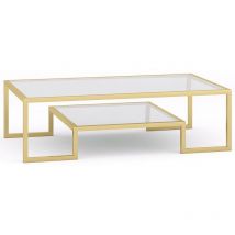 Glass and Gold Square Coffee Table - Gold