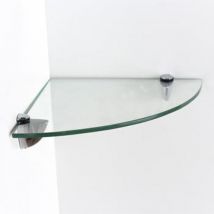 Core Products - Glass Corner Shelf Kit - Clear Glass - 6 x 250 x 250 mm - Chrome