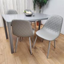 Kosy Koala - Glass Dining table and 4 grey leather chairs Grey Glass Table And 4 Chairs kitchen dining room furniture - Grey