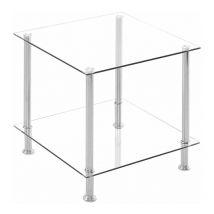 Niceme - Glass Side Table,2 Tier Sidetable, Square End Table for Living Room Small End Table Coffee Table (Clear)