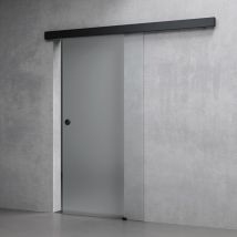 Mai&mai - Glasschiebetür komplettset softclose Schwarz Vollsatiniert, inkl. Soft-Close, Griffart: Muschelgriff, BxH: 90x215cm, 25 mm Wandabstand, 8mm