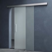 Mai & Mai Glasschiebetür komplettset softclose Amalfi in Vollsatiniert, Griffart: Stangengriff, BxH: 77,5x205cm, 25 mm Wandabstand, inkl.