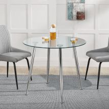 [en.casa] - Glastisch Humppila 80x75 cm Chromfarben