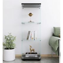 Eifson - Glasvitrine 42x36x125 cm, mit 3 Einlegeböden, Einzeltür, stehend, geeignet für Wohnzimmer, Schlafzimmer, Büro - Schwarz