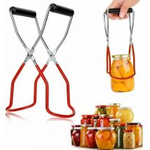 Glaszange, Anti-Verbrühungs-Clip, Glaszange, Edelstahl-Einmachglas-Heberzange mit Griff für heiße Einmachgläser und Einmachgläser (rot), aamunpa
