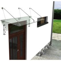 Glaszentrum Hagen - Pensilina in vetro trasparente 200x90 cm - Trasparente - incl. Supporto in acciaio