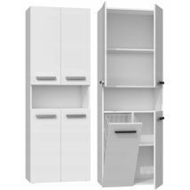 Hucoco - glaze Armoire de salle de bain avec porte + panier Style moderne 174x60x30 cm Colonne salle de bain