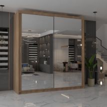 Glidex sliding Mirror Door Wardrobe (Oak 100cm)