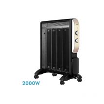 Fabrilamp - Heizkörper de mica warm 2000w 4Elemente schwarz/gold 2Leistungen kippsicher,ind.light.thermostat.reg.61,5x56x26,5 cm
